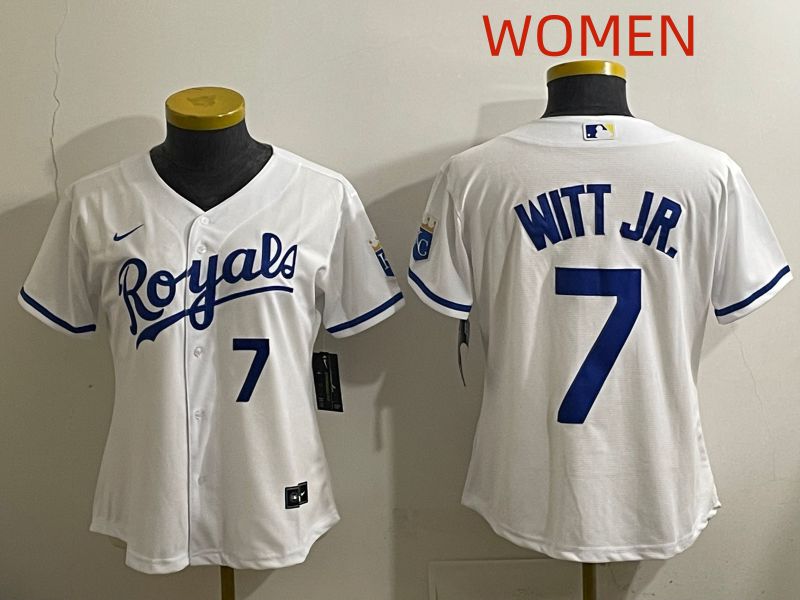Women 2025 Kansas City Royals #7 Witt jr White Game Nike MLB Jersey style 4->women mlb jersey->Women Jersey